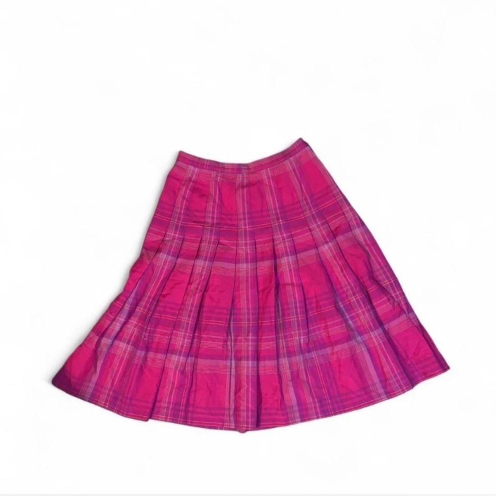 Pendleton vintage plaid tartan midi pleated skirt 14P Fuchsia purple a line